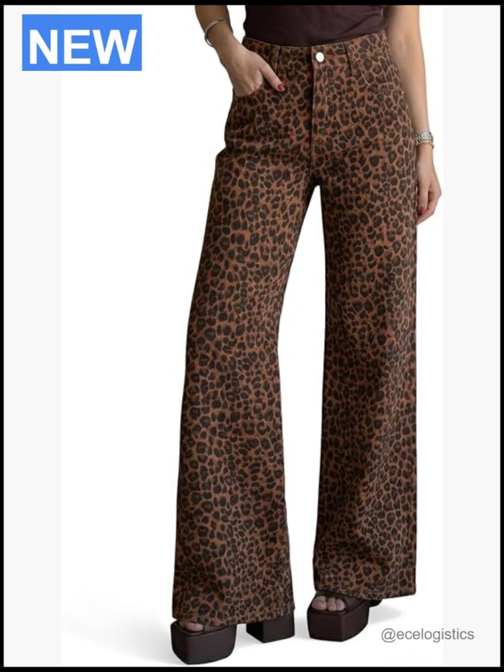 Wide Leg High Waisted Baggy Stretchy Denim Pants with Pockets